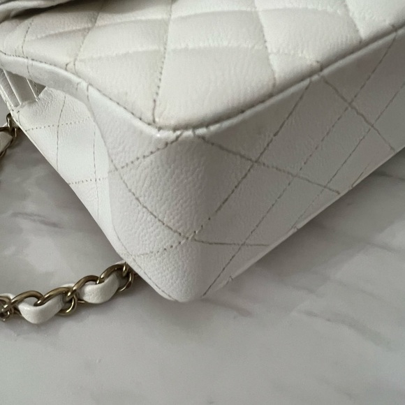 White Chanel Small Classic Flap with Gold Hardware - Picture 9 of 11